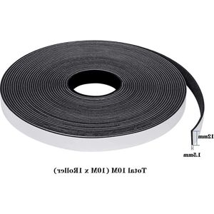 Zelfklevende afdichtingstape deuren ramen 12 mm x 15 mm - Geluidsisolatie schuimrubber - 10 m zwart