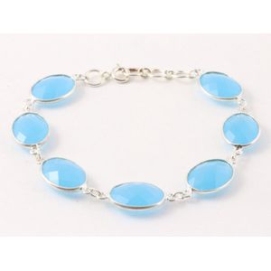 Zilveren armband met blauwe chalcedoon