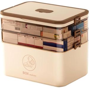 Grote Medicijndoos – Voor Tabletten en Vitaminen – 1 Stuk – 40,5 x 28 x 22 cm – Bruin – Kunststof