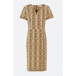 Bruine Midi-Jurk met Monogramprint – Maat 38