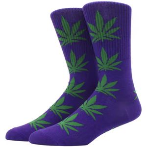 Sokken met wietblaadjes - Wiet sokken - Weed socks - Cadeau - Sokken - Paars/groen- Unisex - One size - 36-45 - CHPN