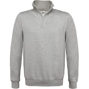 Sweatshirt 1/4 zip rits 'ID.004' B&C collectie Heather Grey maat S