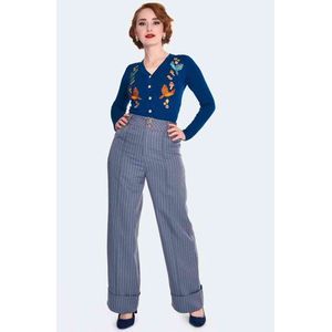 Voodoo Vixen - Retro Style Turn Up Wijde broek - M - Grijs