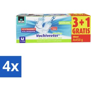 Bison - Ambiance - Vochtvreter - Vochtmagneet - Navulverpakking - 450 Gram - 4 stuks per verpakking - Geurloos - Voordeelverpakking - 4 stuks
