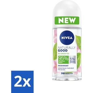 2 x NIVEA - Deodorant Roller - Natuurlijk Goed Groene Thee - Fris Gevoel - 24 Uur Lang Werkend - 50 ml - NIVEA Deodorant - Natuurlijke Deodorant - Deodorant Groene Thee - Aluminiumvrije Deodorant - Vegan Deodorant
