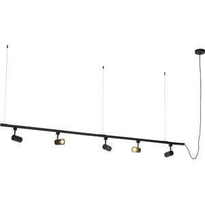 QAZQA jeana - Moderne Hanglamp - 5 lichts - L 193 cm - Zwart - Woonkamer | Slaapkamer | Keuken