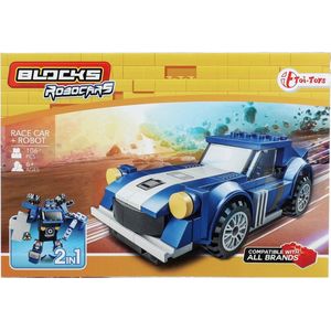 Toi-toys Bouwstenenset Blocks Robocars Junior Blauw 106-delig