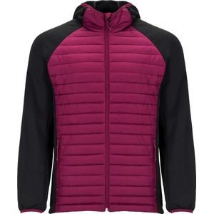 Zwart / Donker rode jas van gewatteerde EN soft shell stof met raglan mouwen en capuchon model Minsk merk Roly maat XL