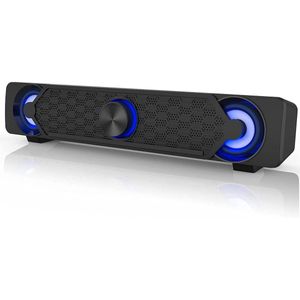 Azomor® Compacte USB-Soundbar met LED-verlichting voor Gaming en Multimedia
