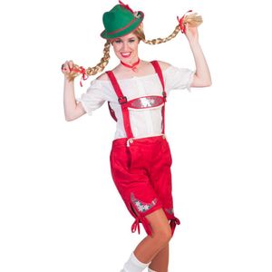 Rood Tiroler kostuum short voor vrouwen - Verkleedkleding - Medium