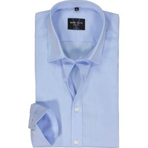 MARVELIS body fit overhemd - mouwlengte 7 - popeline - lichtblauw - Strijkvriendelijk - Boordmaat: 42