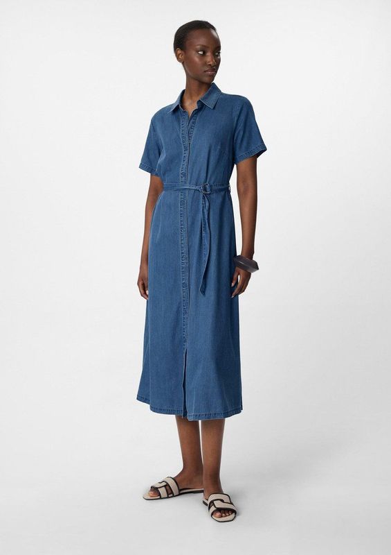 comma - Midi-overhemdjurk - Denim - Blousejurken