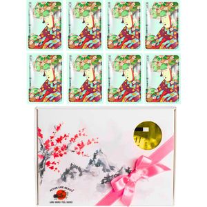 Mitomo Aloe & Cherry Blossoms Gezichtmaskers - Giftset Vrouw - 8 x 25g - Verjaardag Cadeau Vrouw - Geschenkset Vrouwen