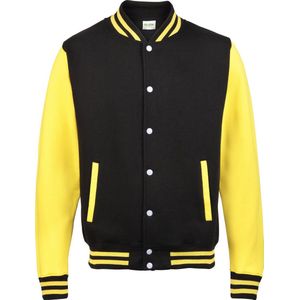 AWDis Varsity jacket, Jet Black/Sun Yellow, Maat S