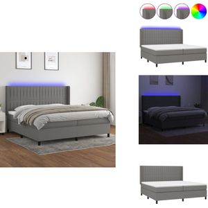 vidaXL Boxspring - Boxsprings - Bed - Slaapmeubel - Boxspring met matras en LED stof donkergrijs 200x200 cm