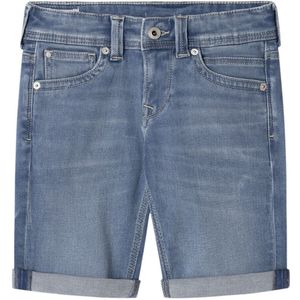 Pepe Jeansunisex voor kinderen. PB800794MR9 Kort Slim Gymdigo blauw (10años= 14cm), Casual, Katoen, Denim, kinderkleding