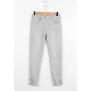 Mooie grijze broek met strik en parels aan broekspijpen - maat M (38)
