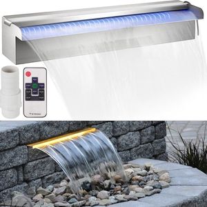 Fontein - Waterval - Vijver waterval - Vijver Fontein - 60 x 11,5 x 8 CM - Met LED-Licht - Incl. Afstandsbediening - Chloor & Zoutwaterbestendig