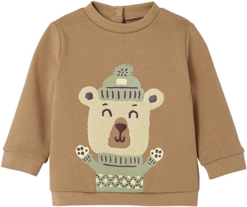 Sweatshirt - Karamel - Jongensbaby - Zacht Geborsteld Fleece - Lange Mouwen