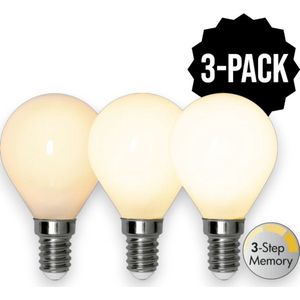 3-Pack | 3 standen - Kogellamp - E14 - 4W - Extra Warm Wit - 2700K - Opaal