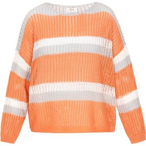 usha - FESTIVAL - Trui - Grijs - Donkeroranje - Wit - Overcut Schouder - Boothals - Gestreept