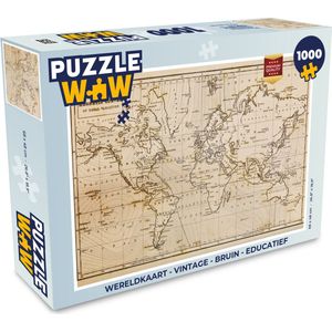 Puzzel Wereldkaart - Vintage - Bruin - Educatief - Legpuzzel - Puzzel 1000 stukjes volwassenen