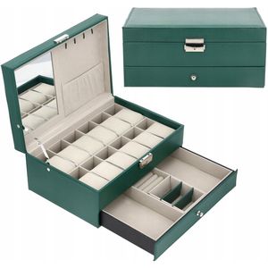 Luxe Horloge & Sieraden Organizer Koffer - 12 Vakken