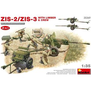 1:35 MiniArt 35369 Zis-2/Zis-3 with limber & Crew. 2 in 1 Plastic Modelbouwpakket