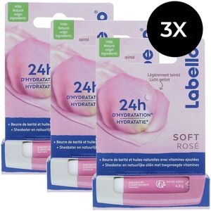 Labello 24H Hydration Soft Rosé Lippenbalsem - 3 x 4,8 gr