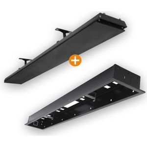 Heatstrip Design 2400 Watt met Inbouwframe - Elektrisch - Infrarood - Geen rode gloed - Terrasverwarmer ""All Black"" edition