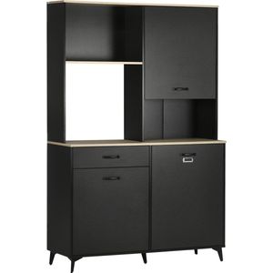 Buffetkast - Tweekleurig Zwart - Licht Eikenhout - Industrieel Design