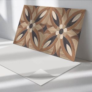 Wallfluent Vinyl Wandpaneel - Bloemenpatroon gemaakt van hout Zelfklevend Muurpaneel - 100 cm x 50 cm - Bruin Vinyl Wandpaneel - 1 stuk - Rechthoekig Wandbekleding Vinyl - Texturen Wandpaneel - Vinyl Wandbekleding - Wandpaneel Keuken en Badkamer