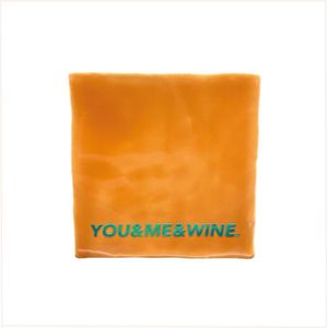 Tegeltje met tekst - You&me&wine. - 10x10 cm - Oranje