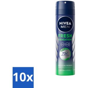 10 x NIVEA MEN - Deodorant Spray - Fresh Sensation - 150 ml -