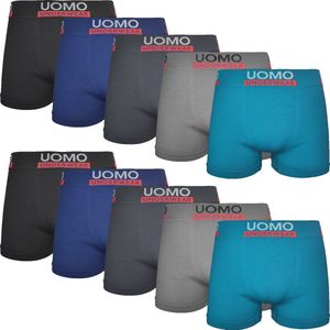 Microfiber Heren Boxershort - 10-pack - Turquoise Grijs Blauw Zwart - Maat XL/XXL - Heren Ondergoed