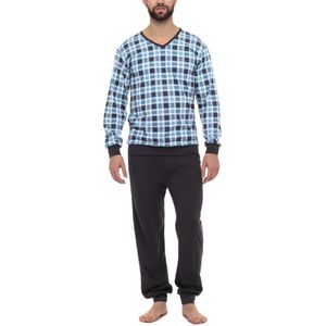 Timone Heren Pyjama - Lang mouwen – Lang broek - Katoen – Geruit4 Grafiet – XL - TI-TI30-107-PJ