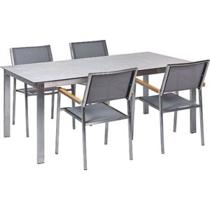 COSOLETO/GROSSETO - Tuinset 4 persoons - Grijs - Graniet/Glas