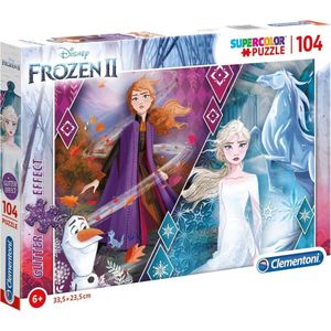Clementoni - Puzzel 104 Stukjes Glitter Frozen 2, Kinderpuzzels, 6-8 jaar, 20163
