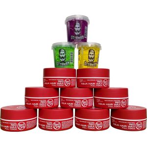 9-pack Voordeelbundel Red One Aqua Hair Wax Red Watermeloen 150ml + 3 stuks Topkwaliteit Ottoman Ultra Strong Hair Gel 150ml - RedOne - Extra voordelig - Haargel - Haarwax - Sterke Hold - Kapperskwaliteit