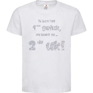 Shirt Aankondiging zwangerschap Ik ben het 1ste geluk, nu komt de ... 2de uk! | korte mouw | wit/zilver GLITTER | maat 122/128 zwangerschap aankondiging bekendmaking Baby big sis bro sister brother Grote Zus Broer