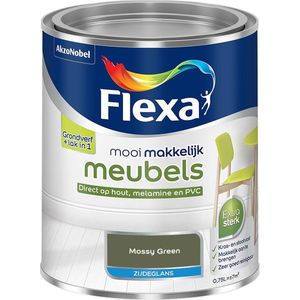 Flexa - Mooi Makkelijk Meubels Zijdeglans - Muurverf - Mossy Green - Kleur van het jaar 2025 - Mengverf - 0.75 Liter