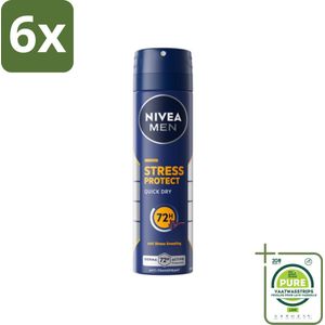 Nivea - Men - Deodorant - Spray - Stress Protect - 150 ml - Voordeelverpakking - 6 stuks - NIVEA MEN deodorant - Anti-transpirant