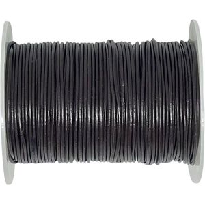 Leren Koord Rond, 50 m x 2 mm - Rond Lederen Koord, Voor Halskettingen, Armbanden, Sieraden, Knutselkralen en Veters (Koffiebruin)