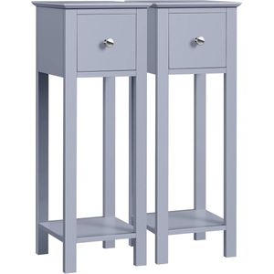 Set van 2 Nachttafels en Bijzettafels met Opberglade - Modern en Compact voor Woonkamer en Slaapkamer - Grijs