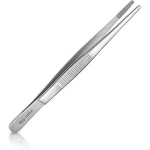 Universele Pincet 13 cm - Huishoudelijke Pincet - Rechte Punt - Ronde Punt - Groeven Binnenin - RVS