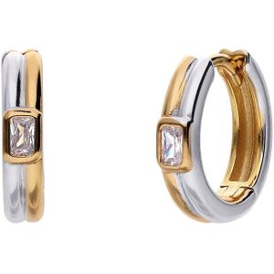 Lucardi - Bicolor Oorringen - Zilver - 925 Zilver - Met Zirkonia