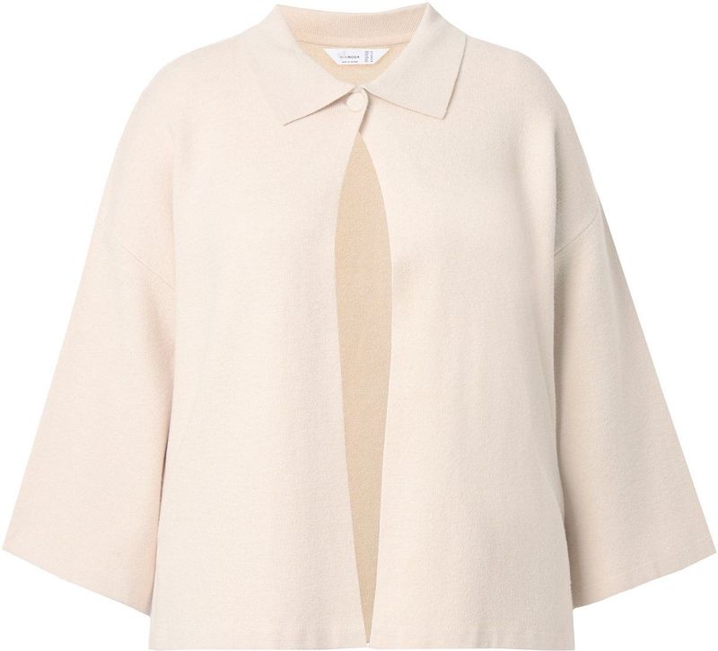 MIAMODA - Dames - Vest capemodel wijde 3/4-klokmouw - Off-white - Maat 42+