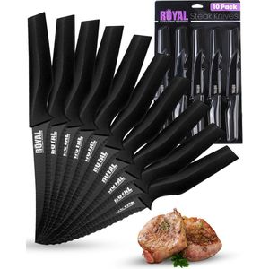 ROYAL KITCHEN GOODS® - Steakmessen - 10 Delige Set - Vleesmessen - Keukenmessen - Bestek - RVS - Vaatwasserbestendig