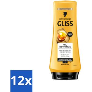 12 x Gliss - Hair Repair - Conditioner Oil Nutritive voor Intensieve Voeding - 200 ml - Haar Conditioner - Voedende Conditioner - Droog Haar - Beschadigd Haar - Gliss Conditioner