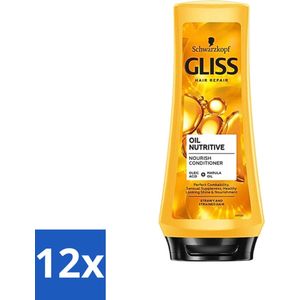 12 x Gliss - Hair Repair - Conditioner Oil Nutritive voor Intensieve Voeding - 200 ml - Haar Conditioner - Voedende Conditioner - Droog Haar - Beschadigd Haar - Gliss Conditioner